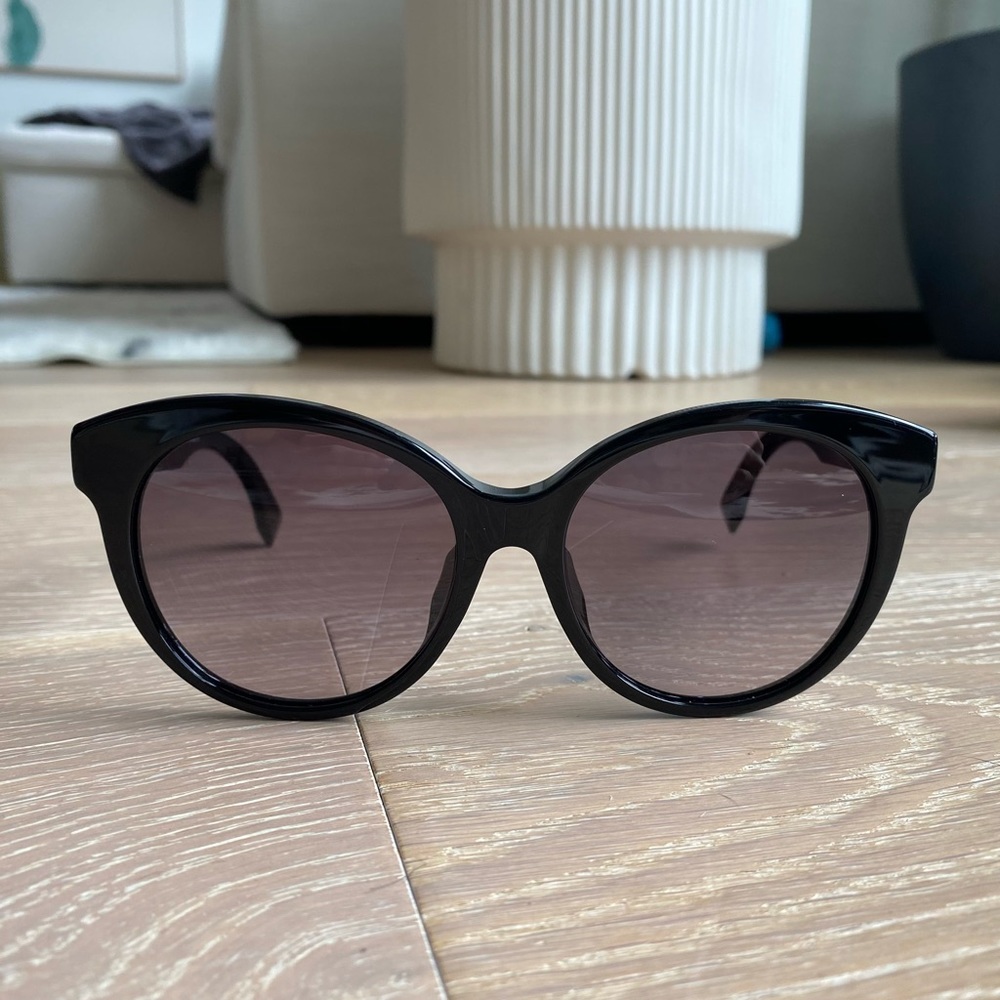FENDI Pequin Striped Black Oversized Cat Eye Sunglasses - Brand New